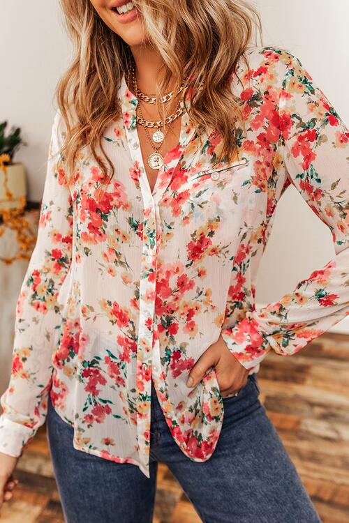 swvws Floral Button Up Long Sleeve Shirt