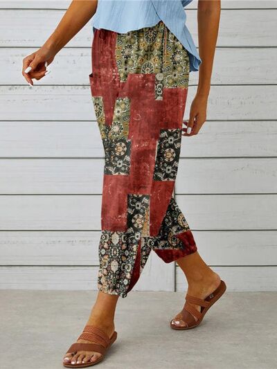 swvws Printed Tied Cropped Pants