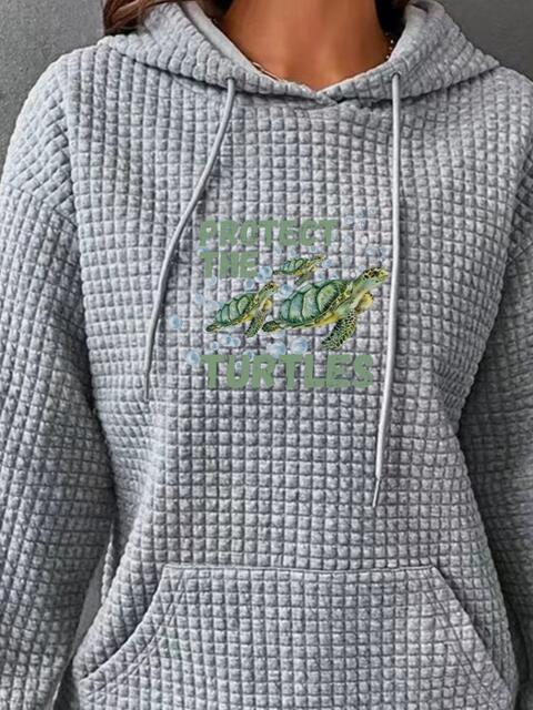 swvws Full Size Turtle Graphic Drawstring Hoodie