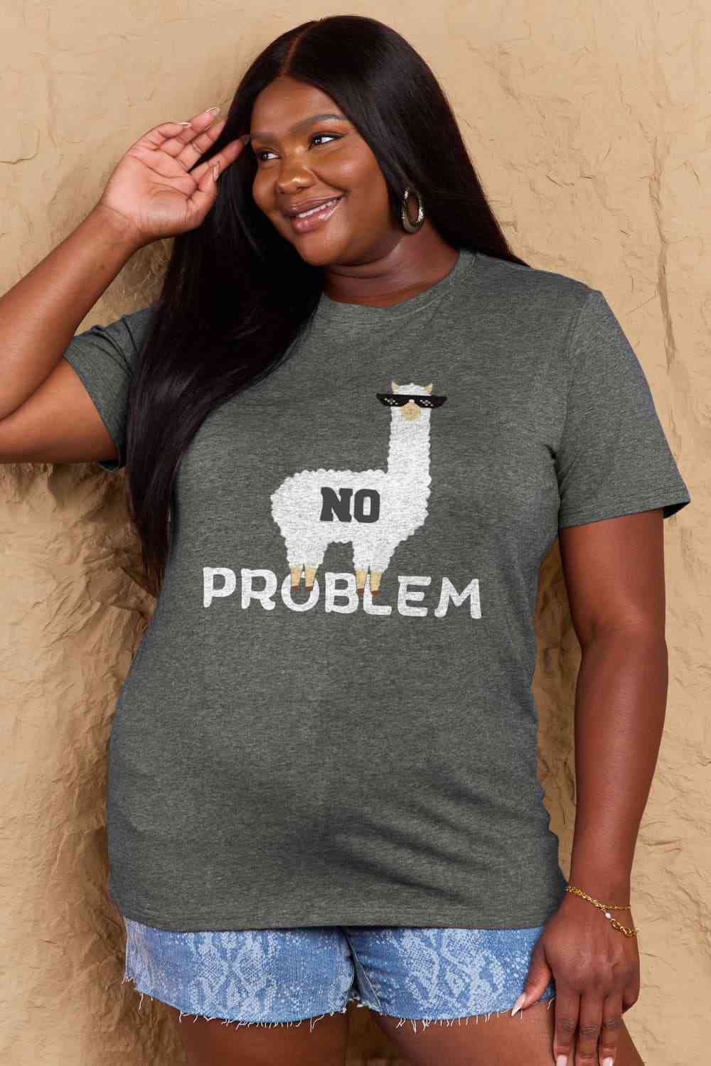 swvws Simply Love Full Size NO PROBLEM Graphic Cotton Tee