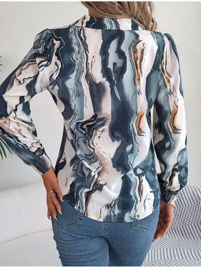 swvws Printed Button Up Long Sleeve Shirt