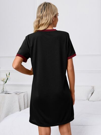 swvws Contrast Trim Round Neck Mini Dress