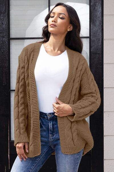 swvws Open Front Cable-Knit Cardigan