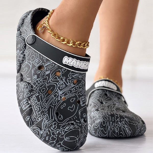 swvws - Multicolor Casual Living Graffiti Patchwork Round Comfortable Shoes