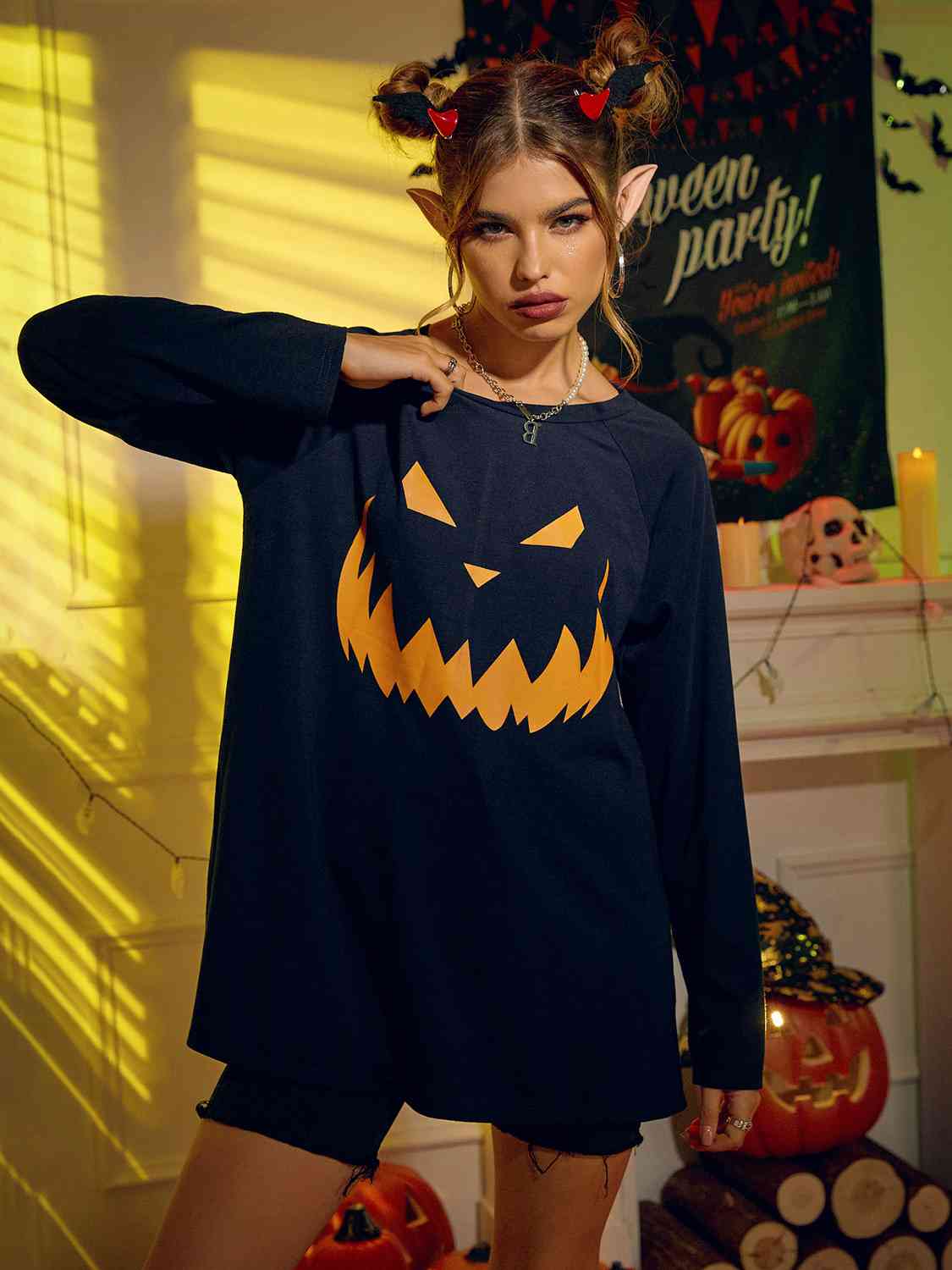 swvws Round Neck Jack-o'-lantern Graphic T-Shirt