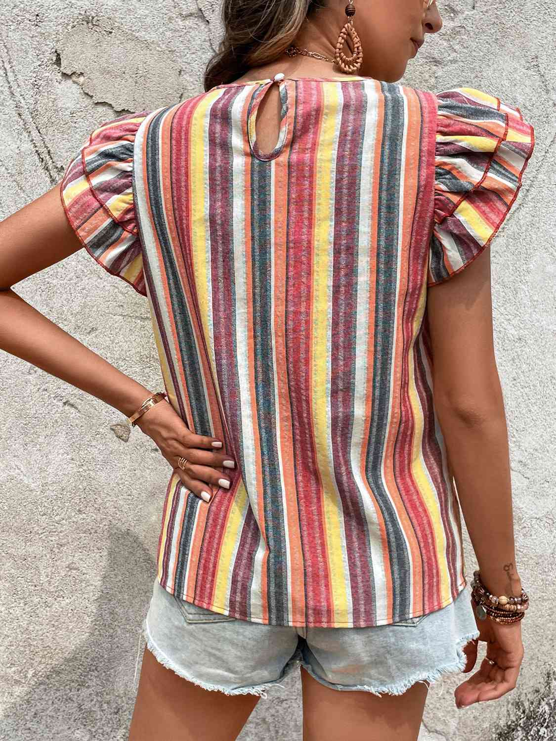 swvws Cap Sleeve Striped Top