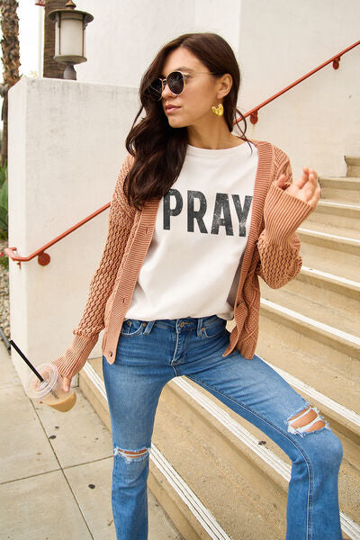 swvws Simply Love Full Size PRAY Round Neck T-Shirt