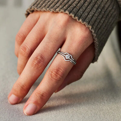 swvws Heart Shape 925 Sterling Silver Ring