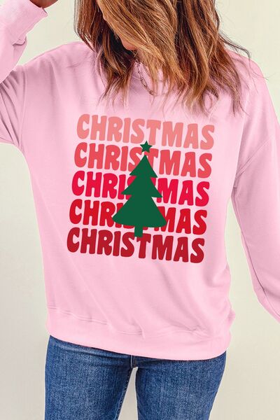 swvws CHRISTMAS Round Neck Dropped Shoulder Sweatshirt