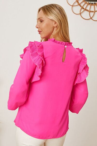 swvws Frill Ruffled Three-Quarter Sleeve Blouse