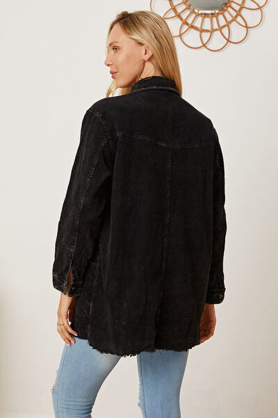 swvws Raw Hem Pocketed Button Up Jacket