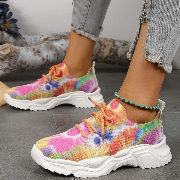 swvws - Orange Casual Sportswear Patchwork Tie-dye Round Comfortable Out Door Sport Shoes