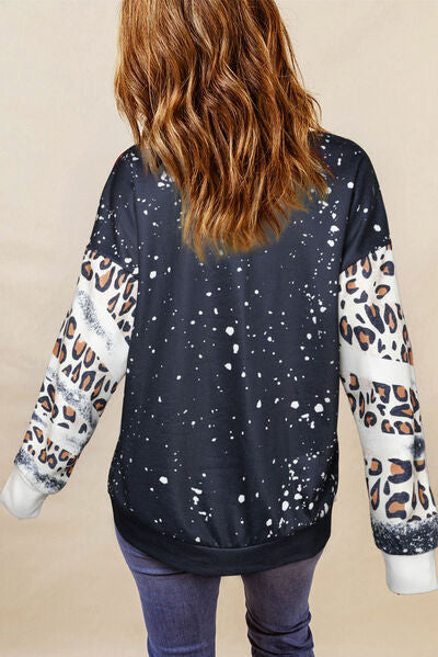 swvws YOU DESERVE THE WORLD Leopard Round Neck Sweatshirt