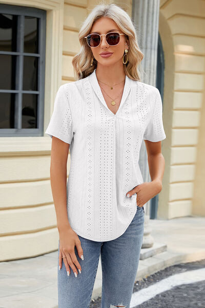 swvws Eyelet Short Sleeve Blouse