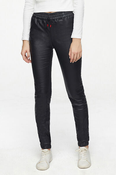 swvws Tied Elastic Waist Skinny Pants