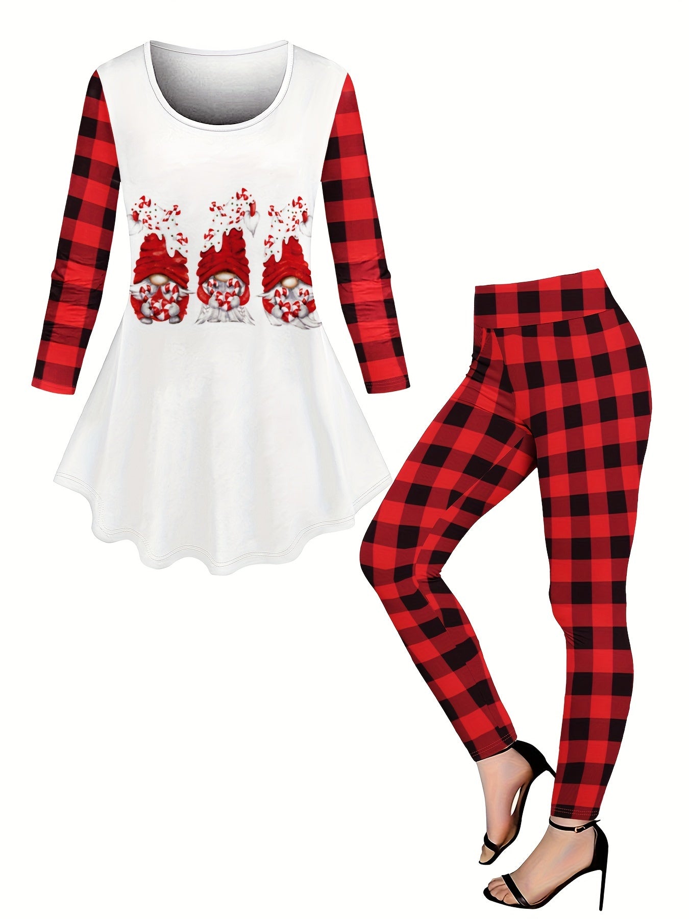 Christmas Dress with Three Dwarfs Pattern and High Waist Panty Set