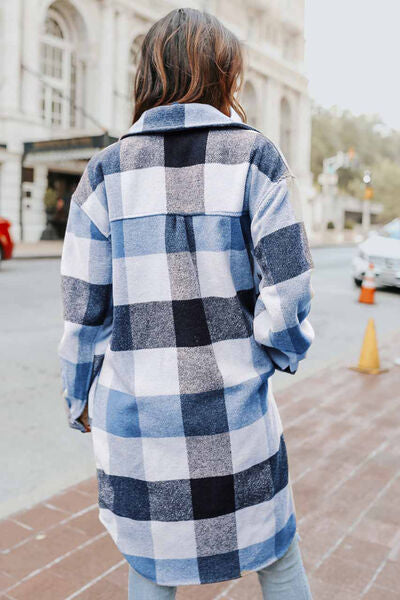 swvws Plaid Button Up Dropped Shoulder Coat