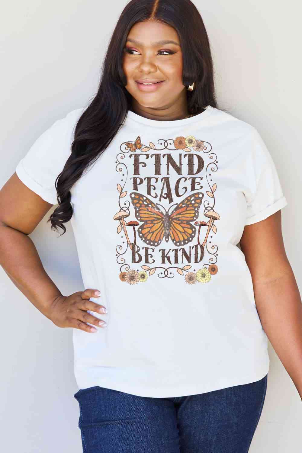 swvws Simply Love Full Size FIND PEACE BE KIND Graphic Cotton T-Shirt