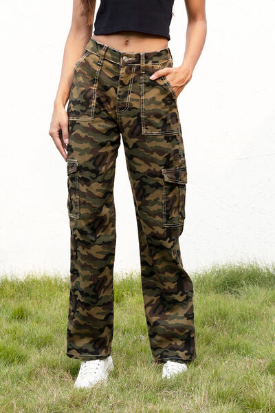 swvws Camouflage Straight Leg Cargo Pants