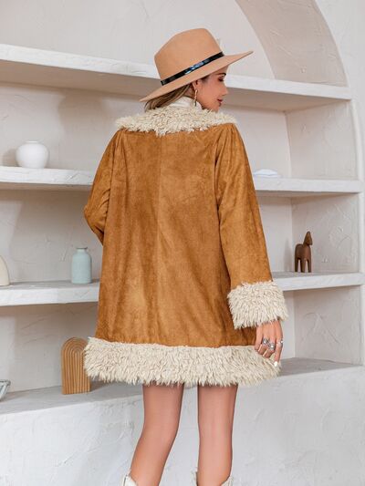 swvws Fuzzy Open Front Long Sleeve Outerwear