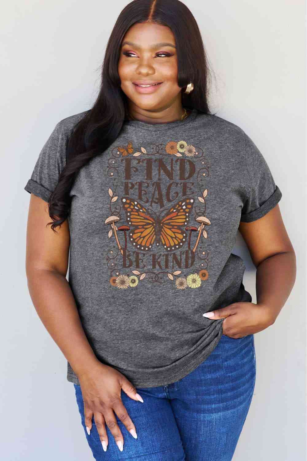 swvws Simply Love Full Size FIND PEACE BE KIND Graphic Cotton T-Shirt