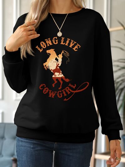 swvws LONG LIVE COWGIRL Round Neck Dropped Shoulder Sweatshirt