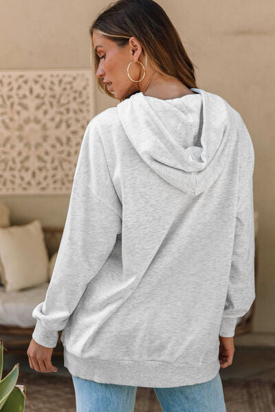 swvws Drawstring Drop Shoulder Hoodie with Pockets