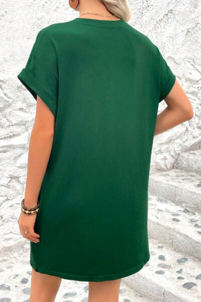 swvws Pocketed Round Neck Short Sleeve Dress