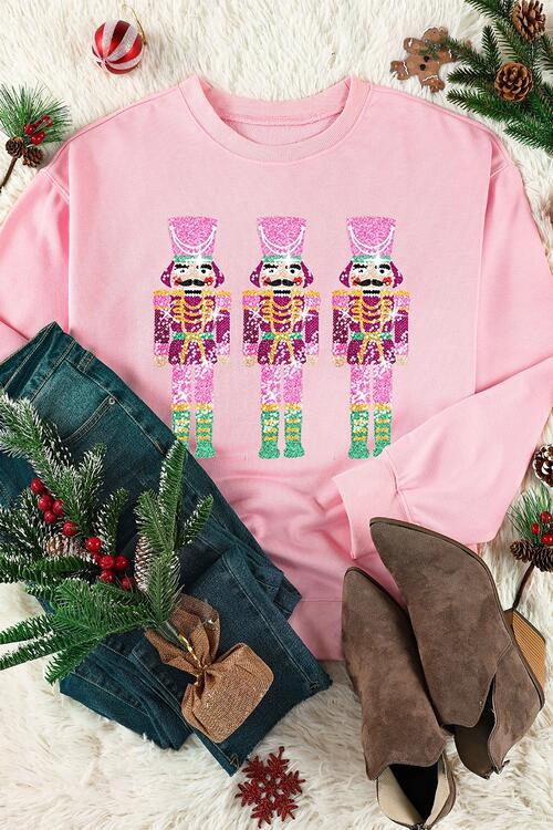 swvws Sequin Nutcracker Long Sleeve Sweatshirt