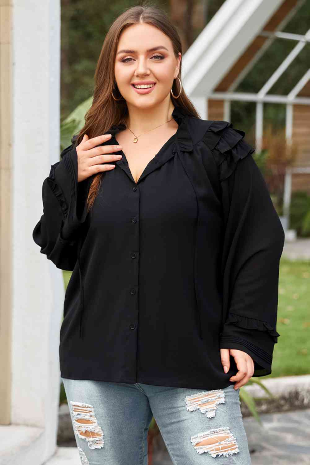 swvws Plus Size Button-Up Shirt