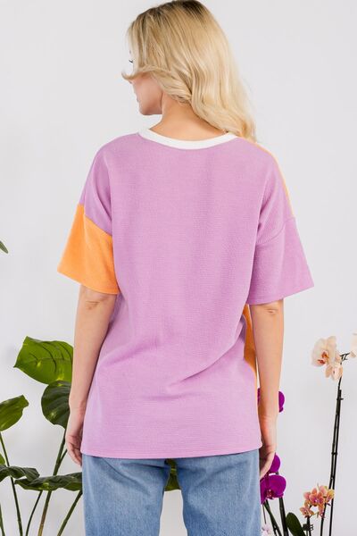 swvws Celeste Full Size Color Block Short Sleeve T-Shirt