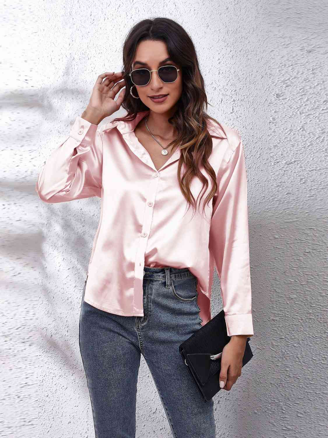 swvws Collared Neck Buttoned Long Sleeve Shirt