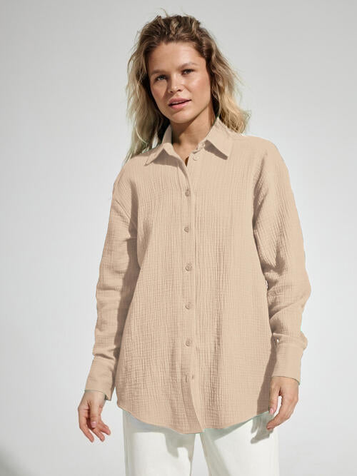 swvws Textured Button Up Long Sleeve Shirt