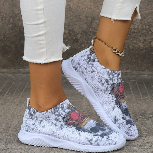 swvws - Halloween White Casual Patchwork Printing Round Comfortable Shoes