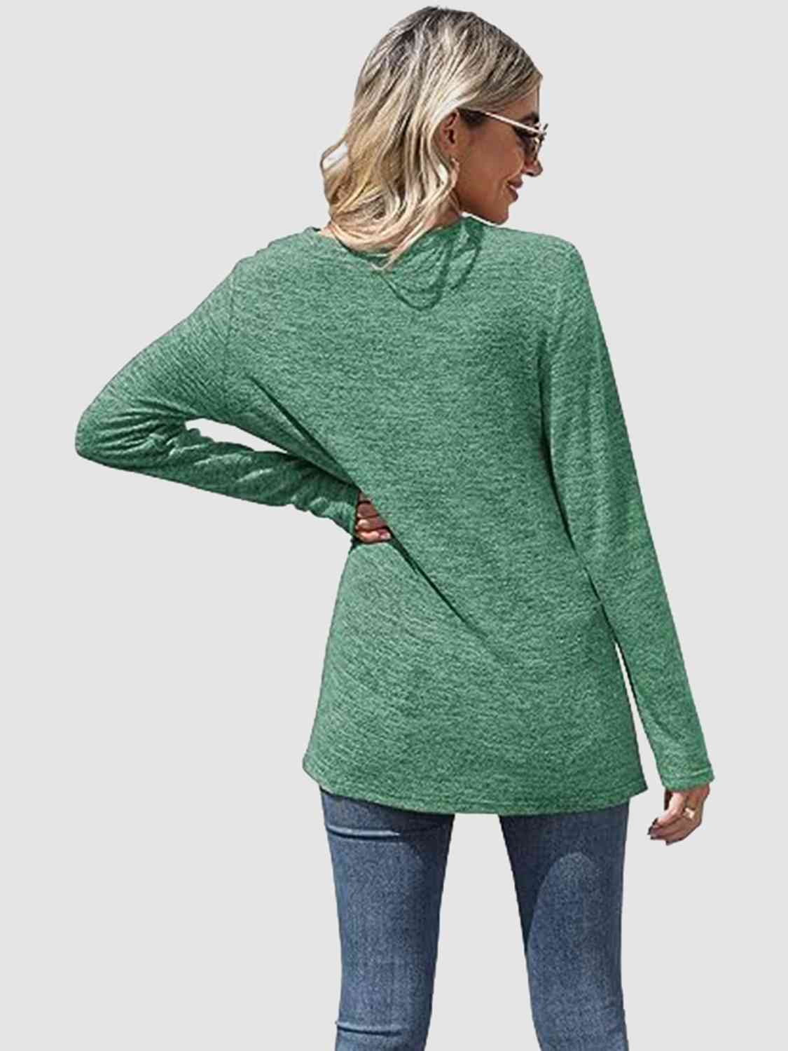 swvws Lace Detail V-Neck Long Sleeve Top