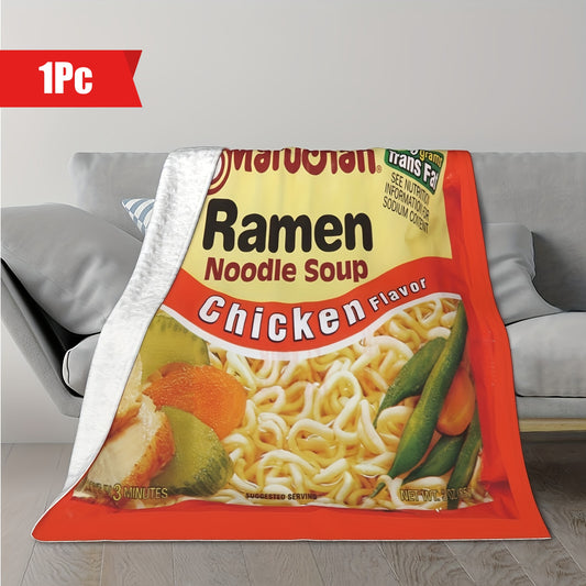 1pc Cozy Chicken Flavored Noodle Soup Inspired Plush Blanket - Ultra-Soft, Lightweight, and Warm Microfiber Throw for All Seasons, Perfect for Snuggling Up on Sofa, Couch, Office, Camping, and Outdoor Adventures - Machine Washable, Easy Care, and Versatil