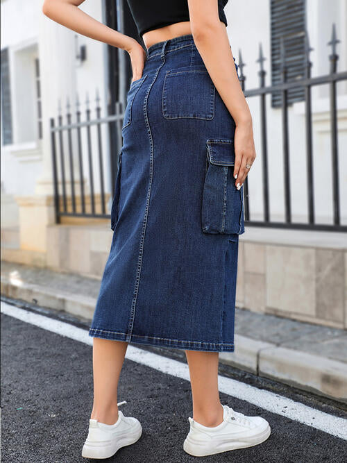 swvws Slit Denim Skirt with Pockets