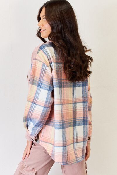 swvws J.NNA Plaid Colorblock Button Down Jacket