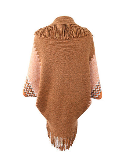 swvws Geometric Fringe Open Front Cardigan