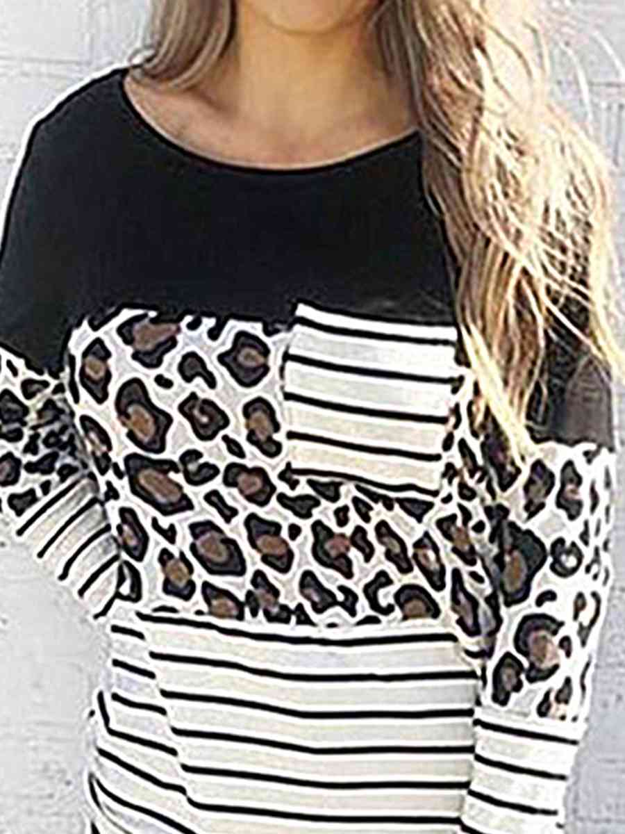 swvws Leopard Striped Long Sleeve T-Shirt