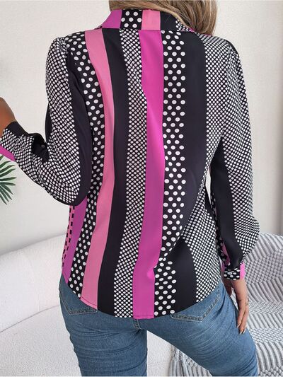 swvws Polka Dot Contrast Long Sleeve Shirt