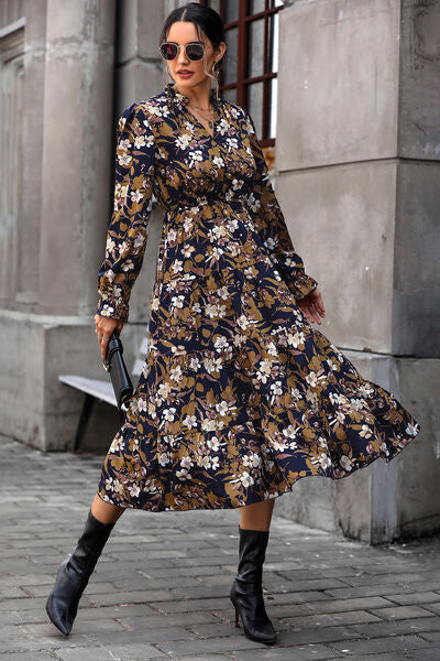 swvws Floral Flounce Sleeve Tiered Dress