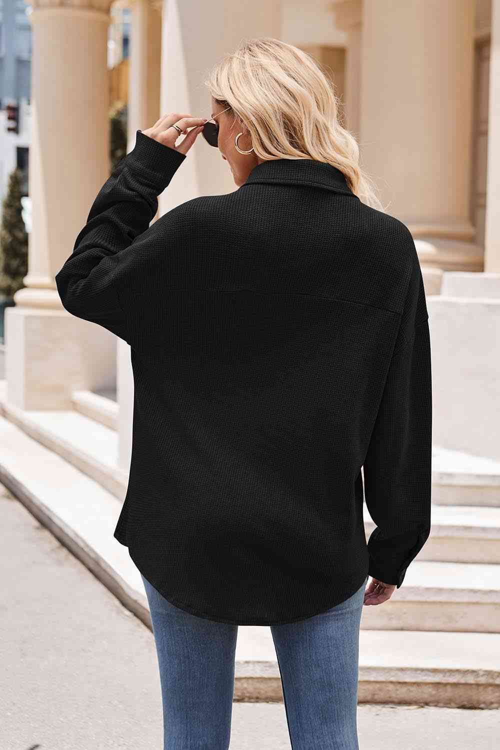 swvws Collared Neck Dropped Shoulder Shirt