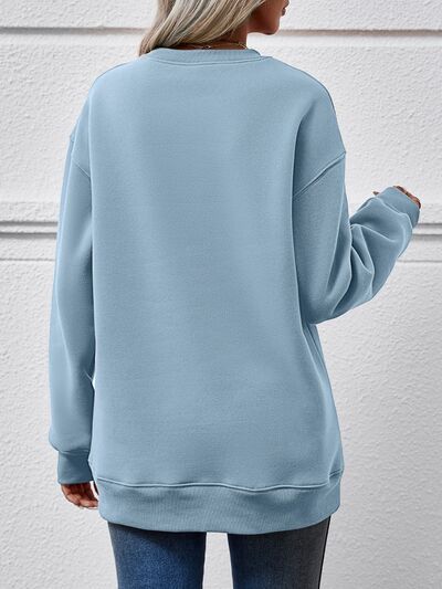 swvws Letter Graphic Round Neck Sweatshirt