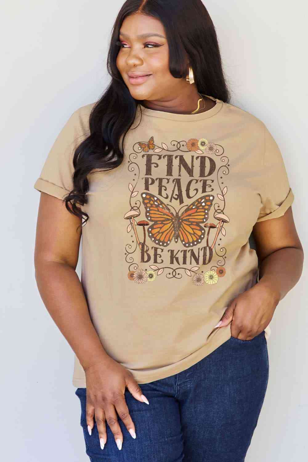 swvws Simply Love Full Size FIND PEACE BE KIND Graphic Cotton T-Shirt