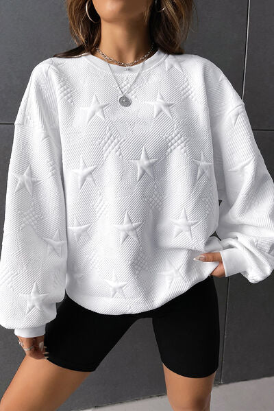 swvws Star Lantern Sleeve Dropped Shoulder Sweatshirt