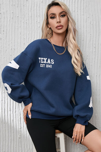 swvws Letter Graphic Round Neck Dropped Shoulder Sweatshirt