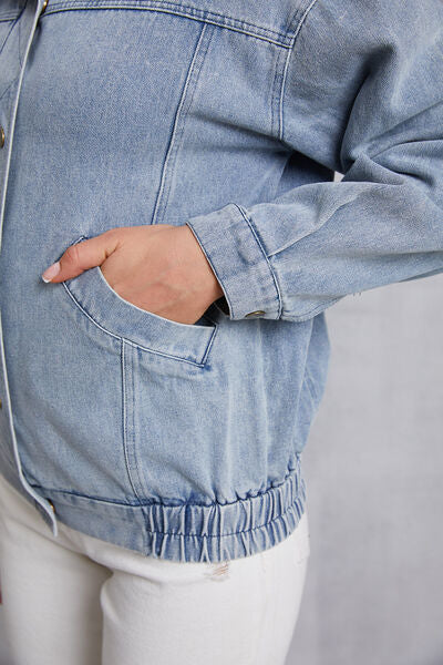 swvws Snap Down Collared Neck Denim Jacket