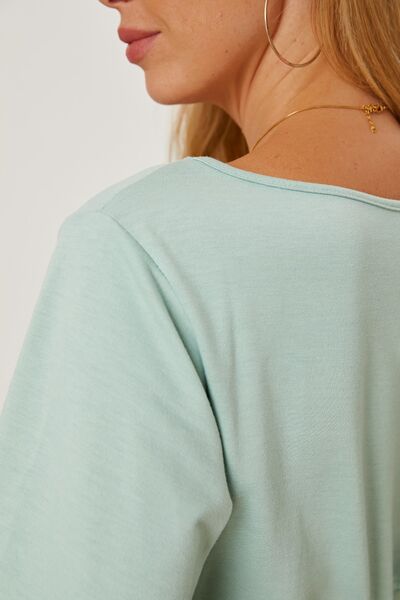 swvws Boat Neck Lantern Sleeve Blouse