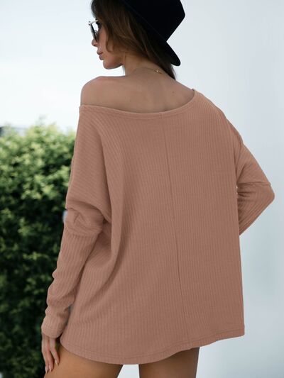 swvws Single Shoulder Long Sleeve Knit Top